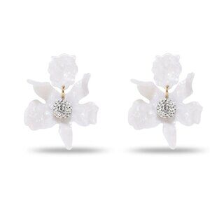 Lele Sadoughi Small Mother Of Pearl Crystal Lily Earrings